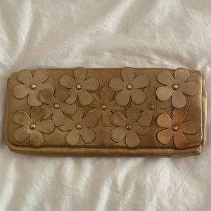 Kate Spade Gold Floral Clutch